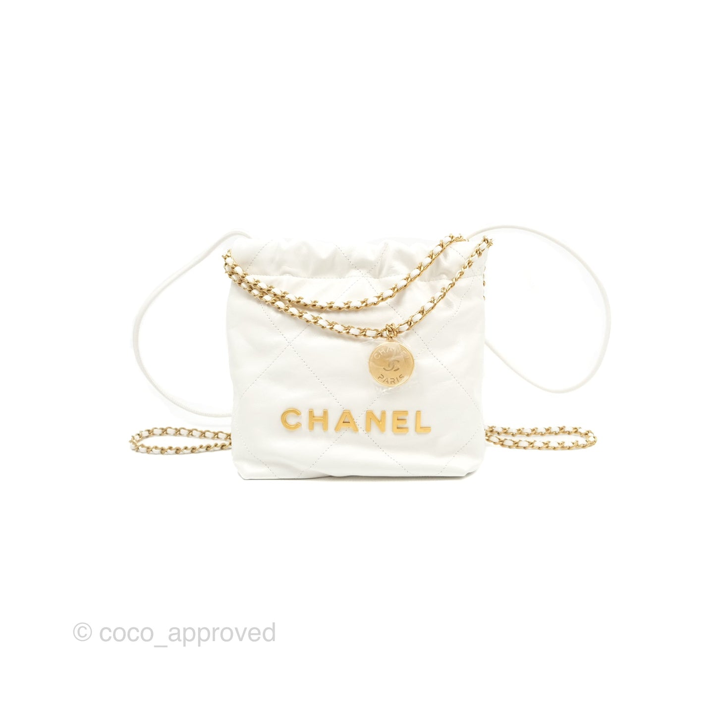 Chanel 22 Mini Bag White Crumpled Calfskin