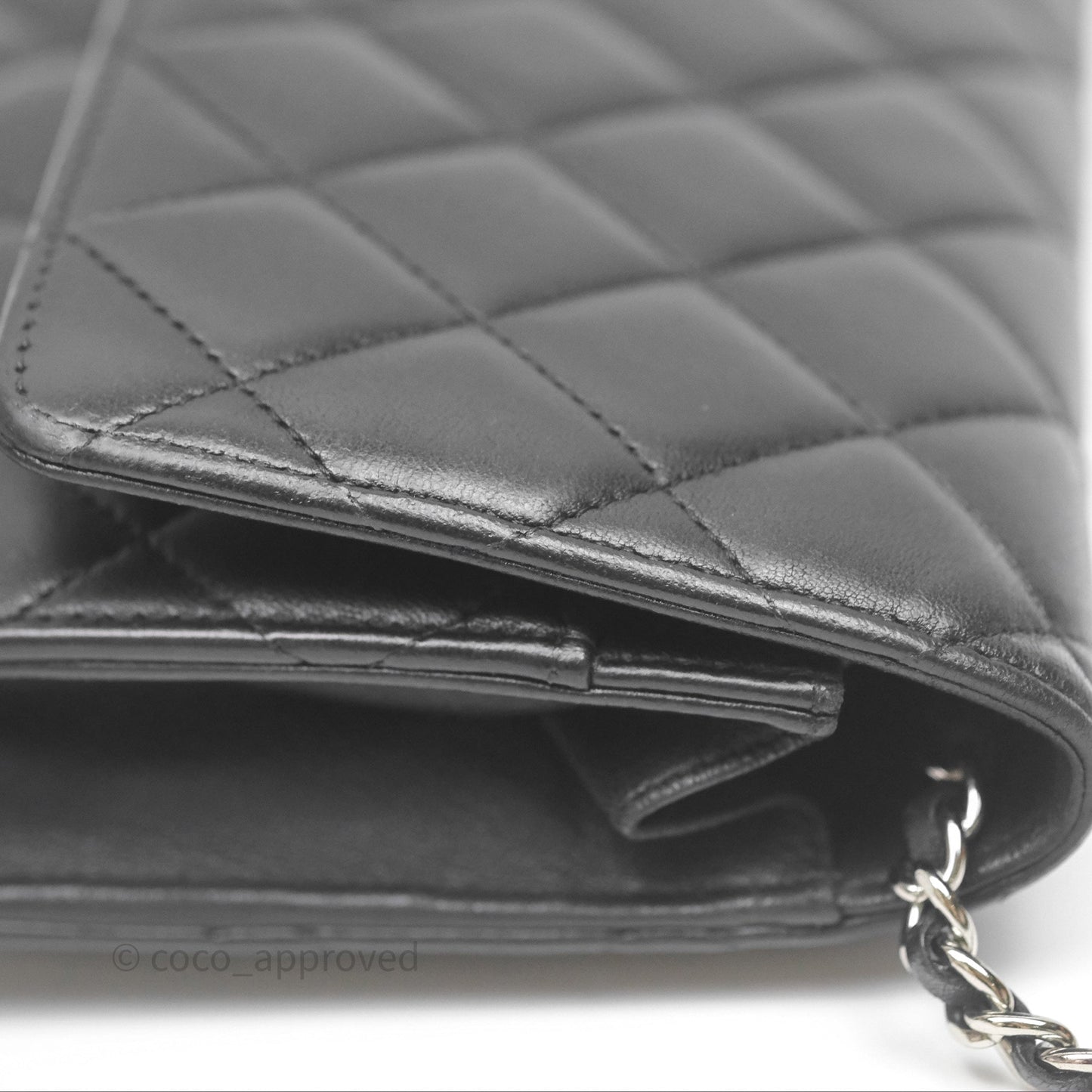 Chanel Quilted WOC Black Lambskin Silver Hardware