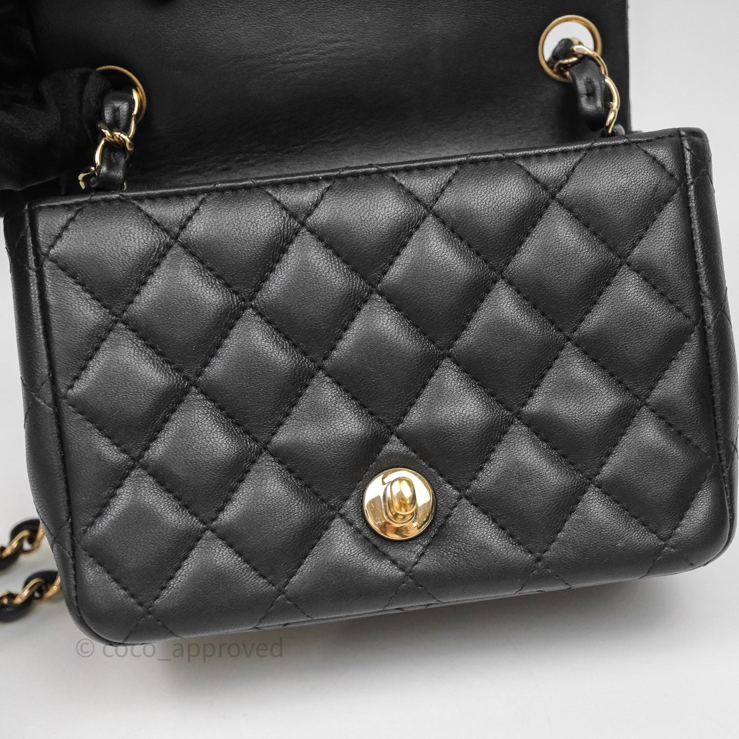 Chanel Mini Square Quilted Black Lambskin Gold Hardware