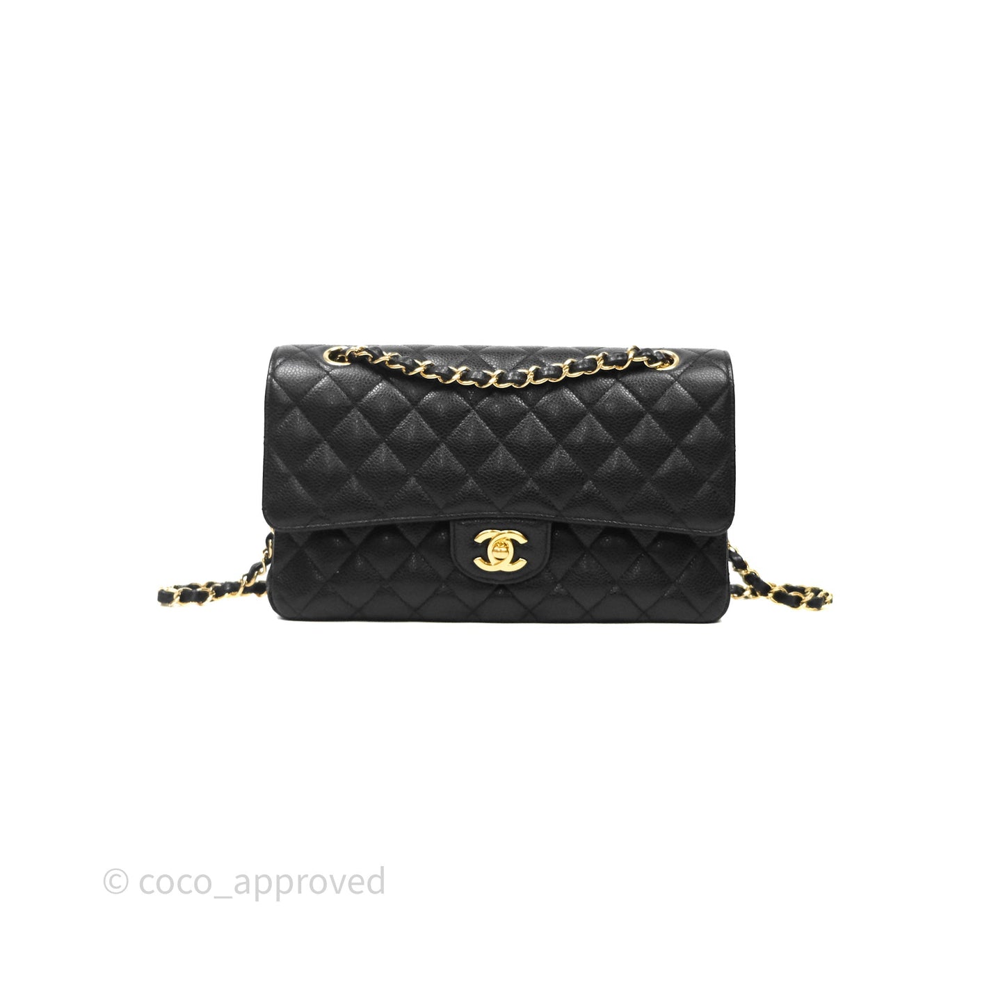 Chanel Classic M/L Medium Flap Quilted Black Caviar Gold Hardware