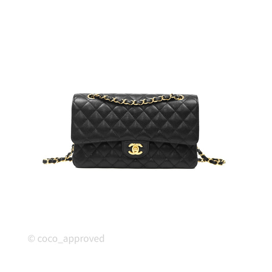 Chanel Classic M/L Medium Flap Quilted Black Caviar Gold Hardware
