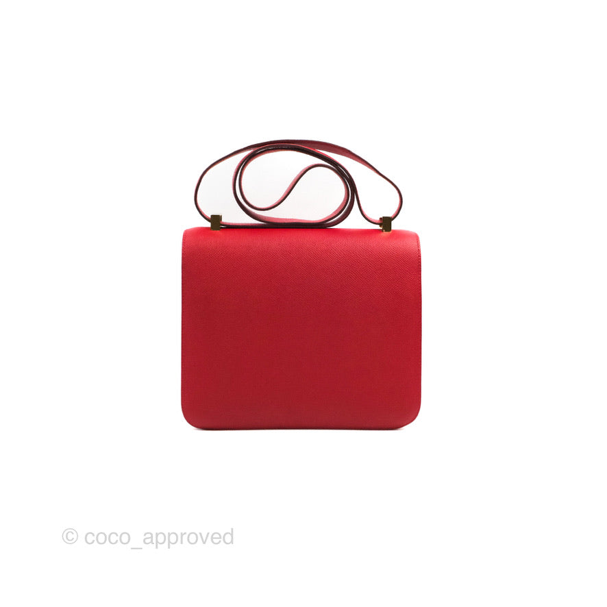 Hermès Constance 24 Rouge Casaque Epsom Gold Hardware