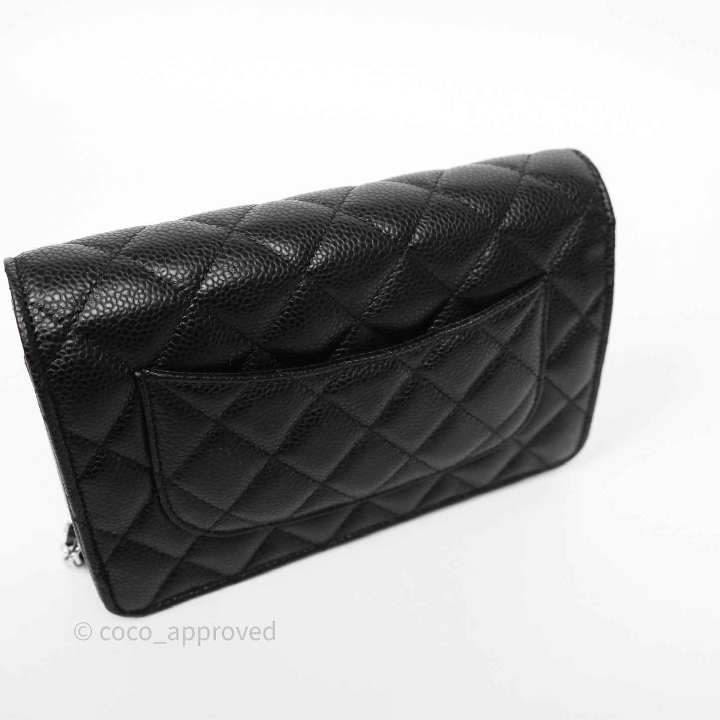 Chanel Classic Wallet On Chain WOC Quilted Black Caviar Silver Hardware