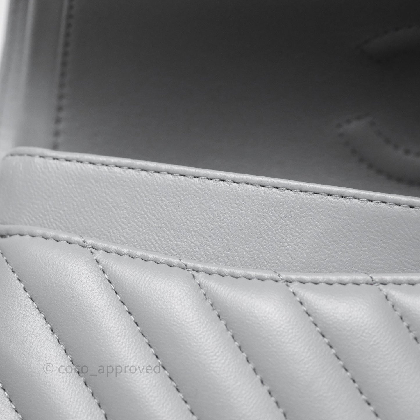 Chanel Classic Small Flap Chevron Grey Lambskin Gold Hardware