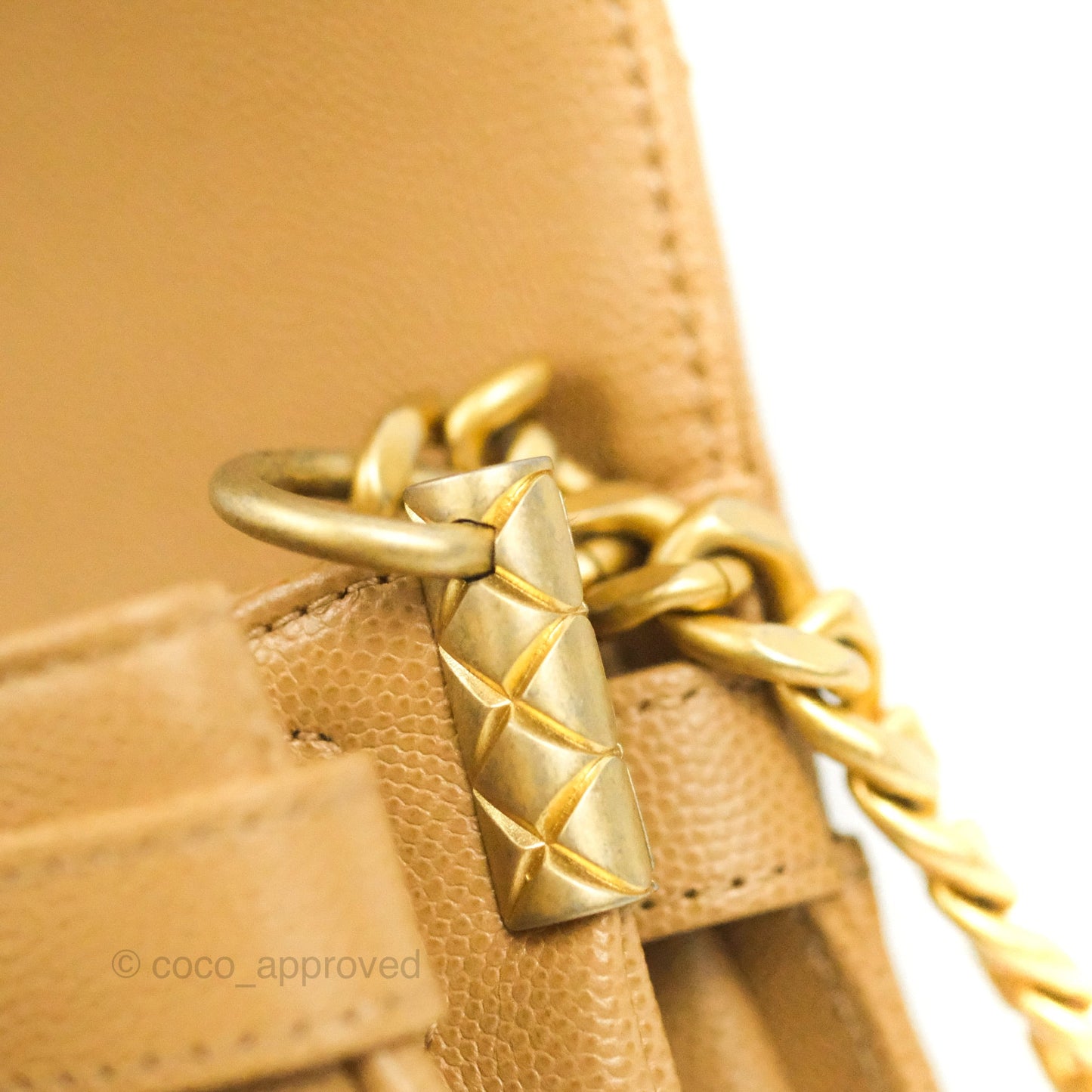 Chanel Mini Messenger Bag Beige Caviar Gold Hardware 21K