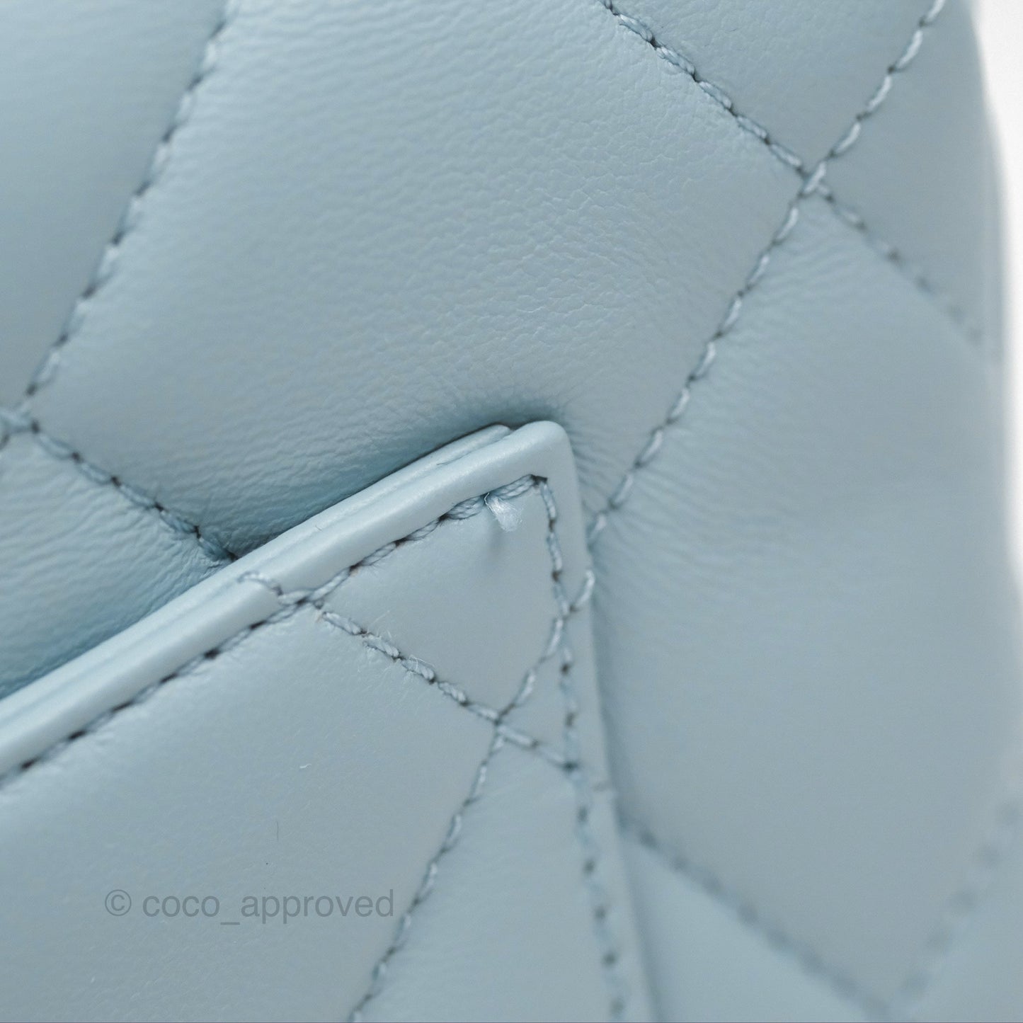 Chanel Quilted Enamel Pending CC Small Square Flap Baby Blue Lambskin 22P