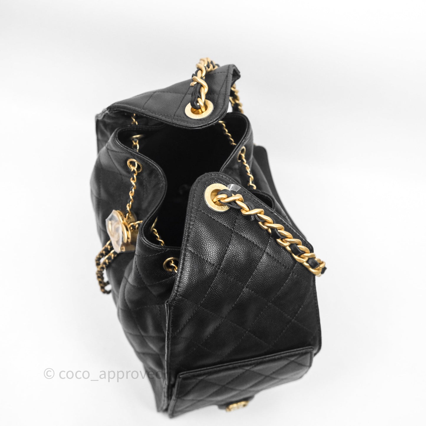 Chanel 25 Medium Black Caviar Aged Gold Hardware