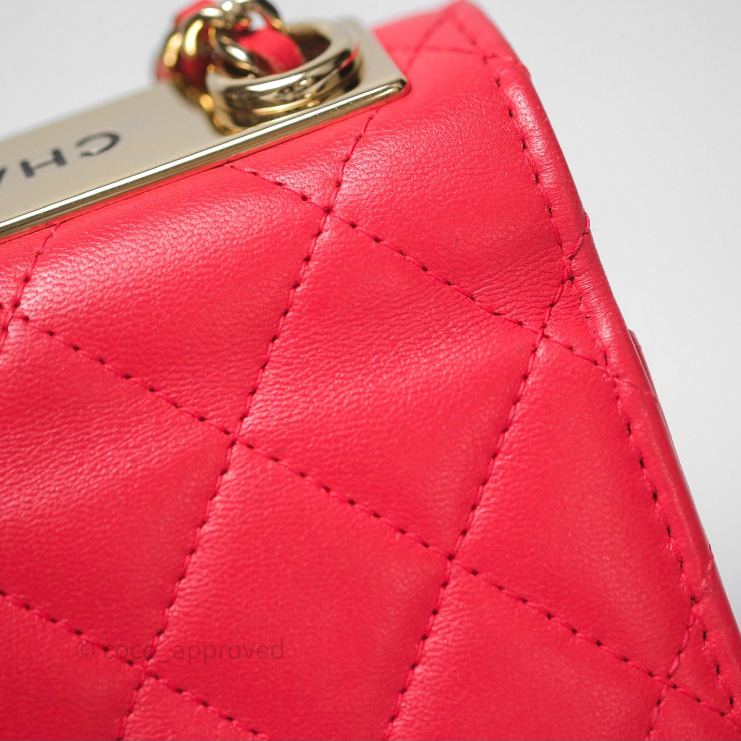 Chanel Mini Quilted Trendy CC Clutch With Chain Red Lambskin Gold Hardware