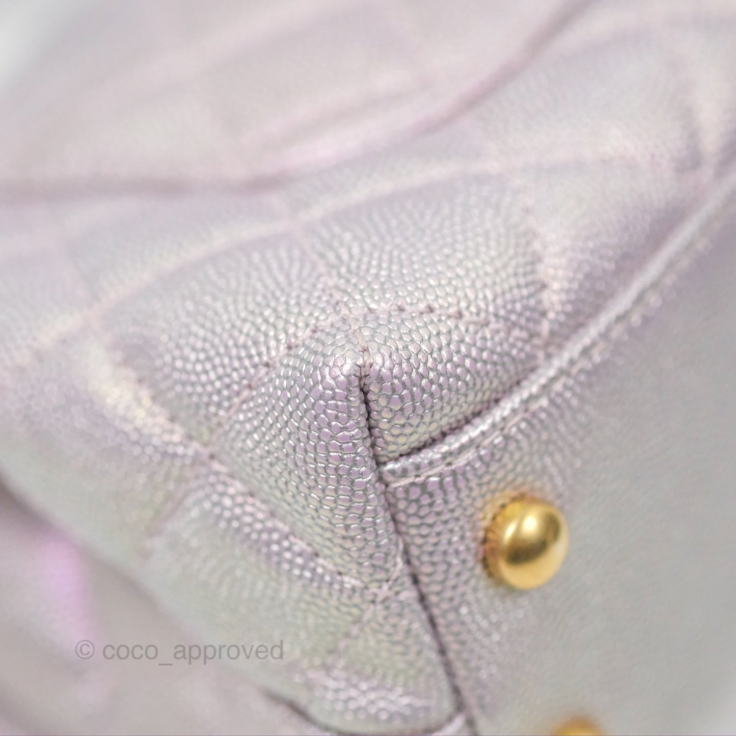 Chanel Mini Coco Handle Quilted Iridescent Purple Caviar Gold Hardware
