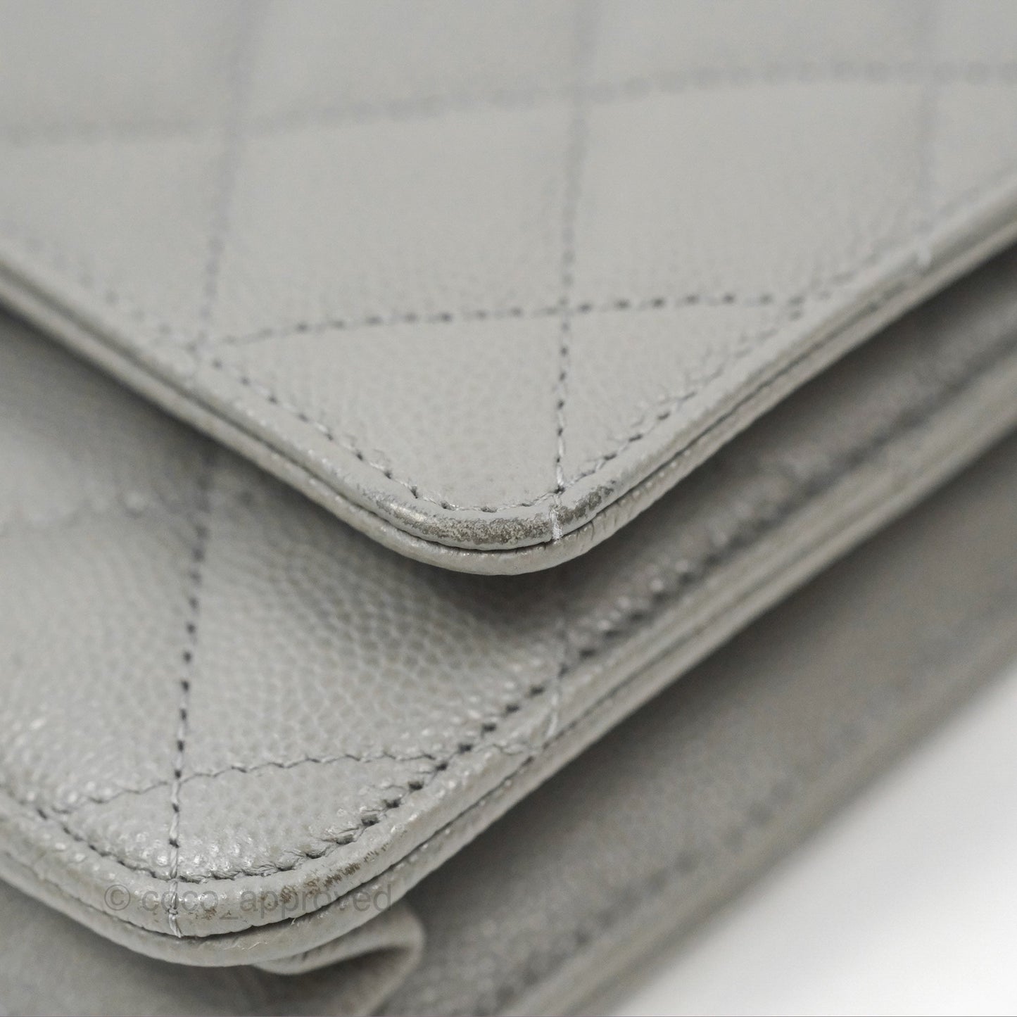 Chanel Quilted Classic Wallet On Chain WOC Grey Caviar Gold Hardware
