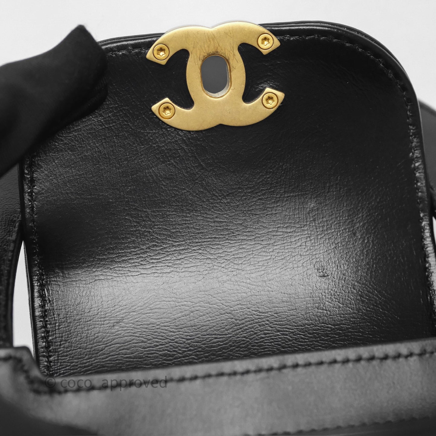 Chanel Kelly Bag Quilted Black Shiny Crumpled Calfskin Aged Gold Hardware
