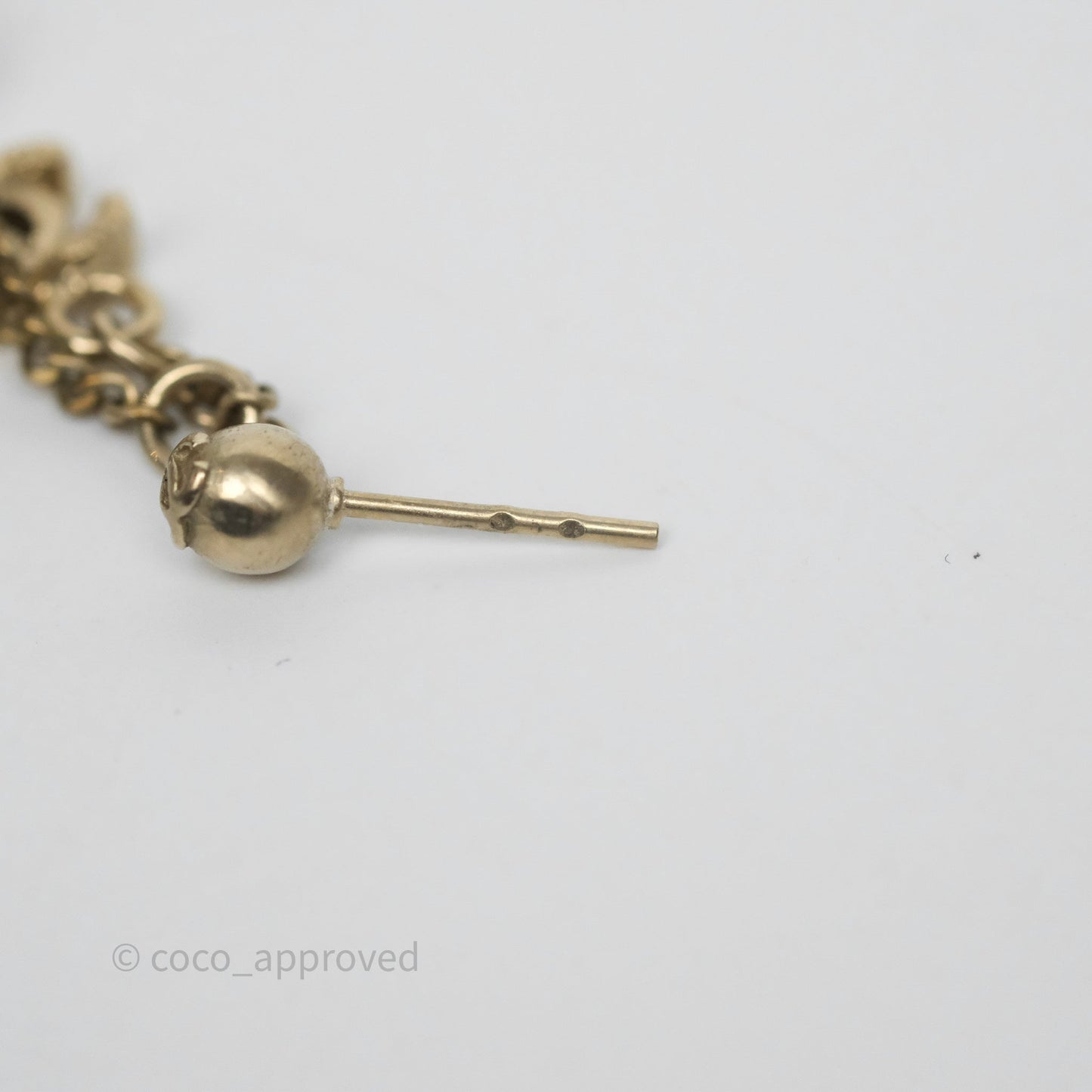 Chanel CC Pearl Drop Earrings Gold Tone