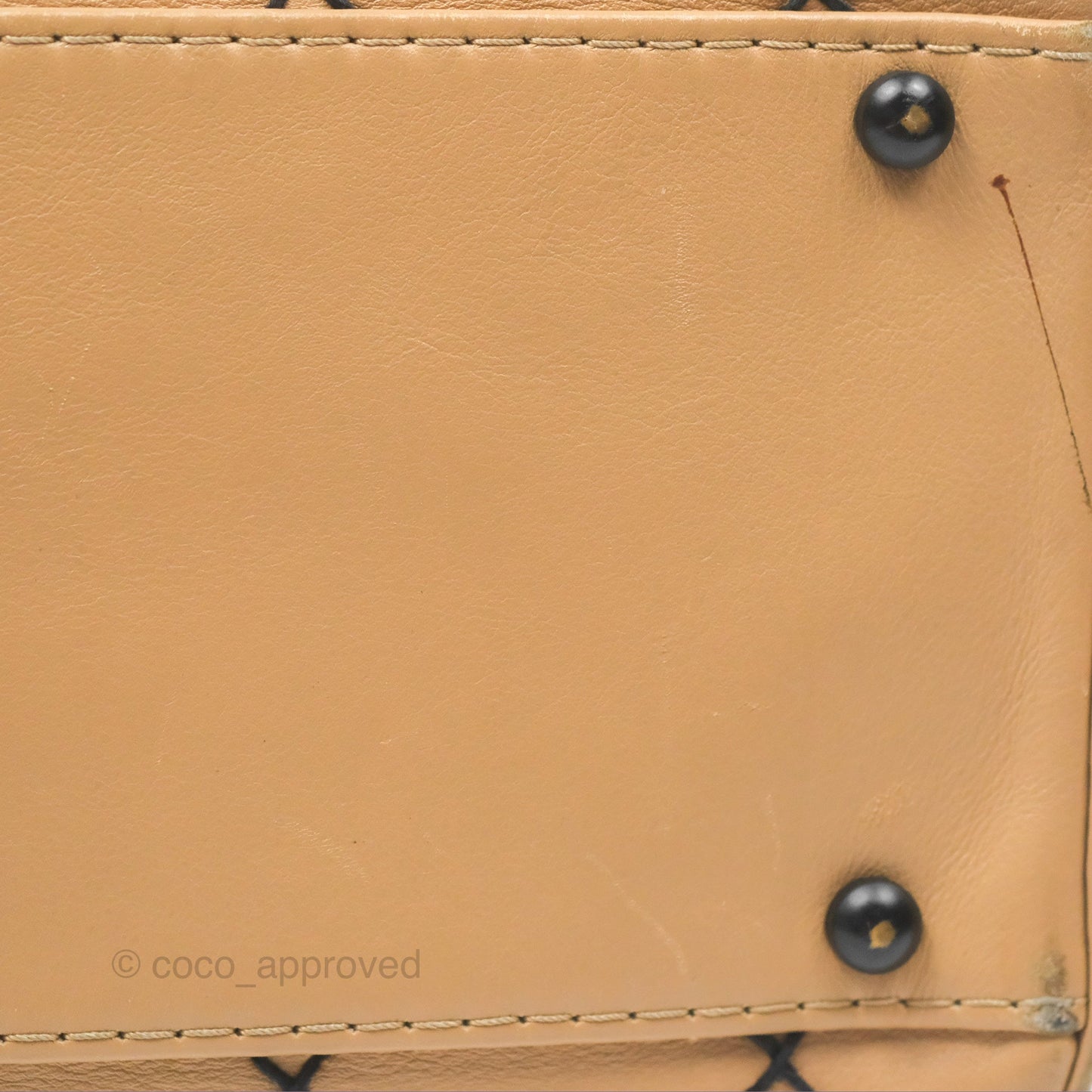 Chanel Contrast Stitch Surpique Bowler Bag Beige Calfskin Matte Black Hardware