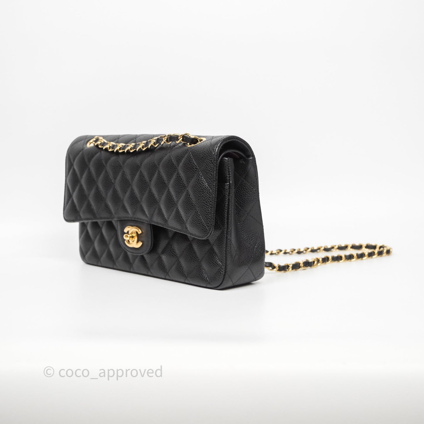 Chanel Classic M/L Medium Flap Quilted Black Caviar Gold Hardware