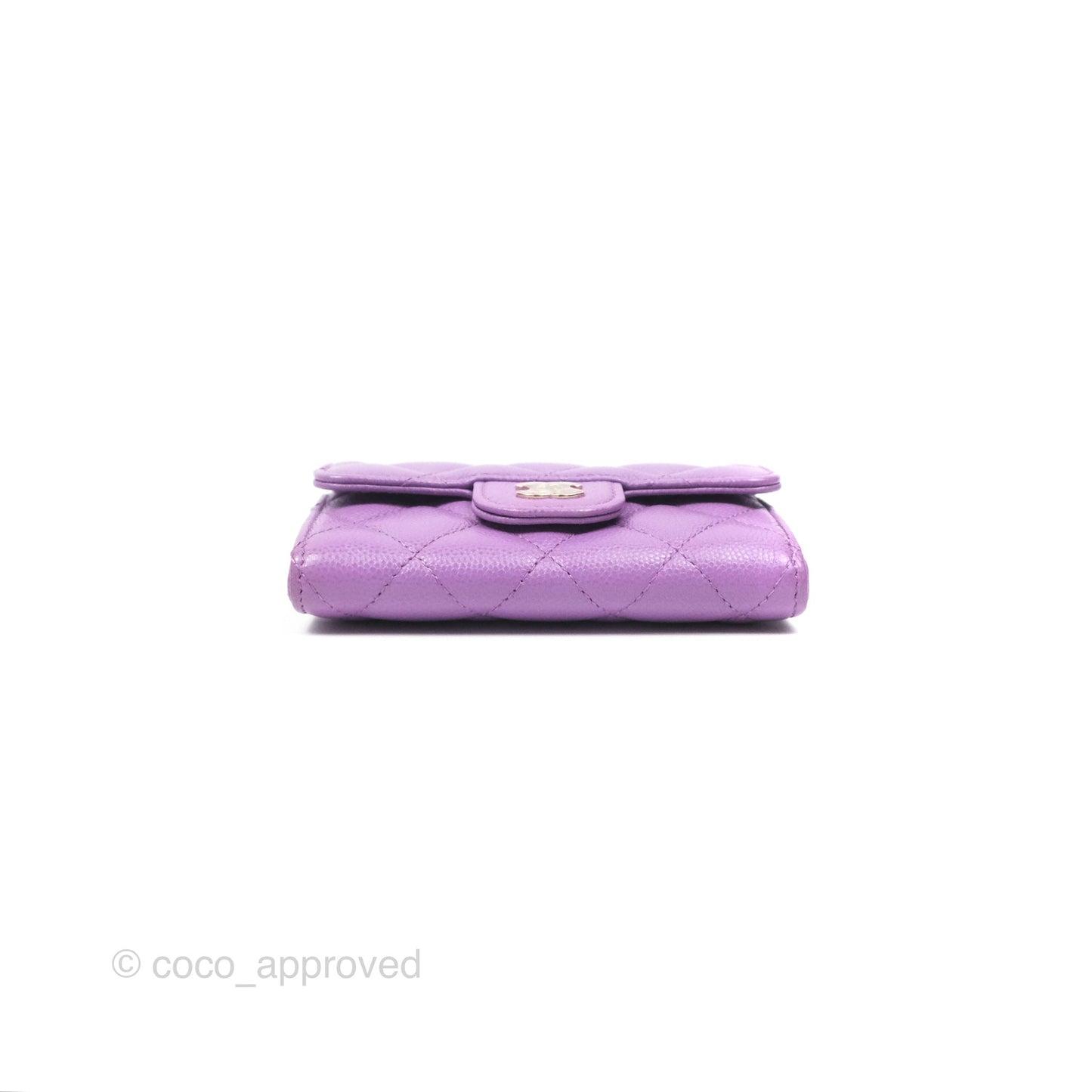 Chanel Classic Quilted Flap Card Holder Purple Caviar Gold Hardware