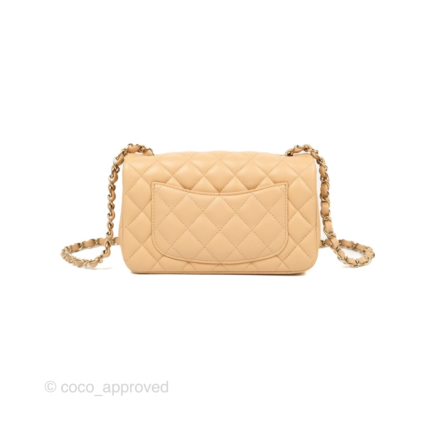 Chanel Quilted Mini Rectangular Beige Lambskin Gold Hardware