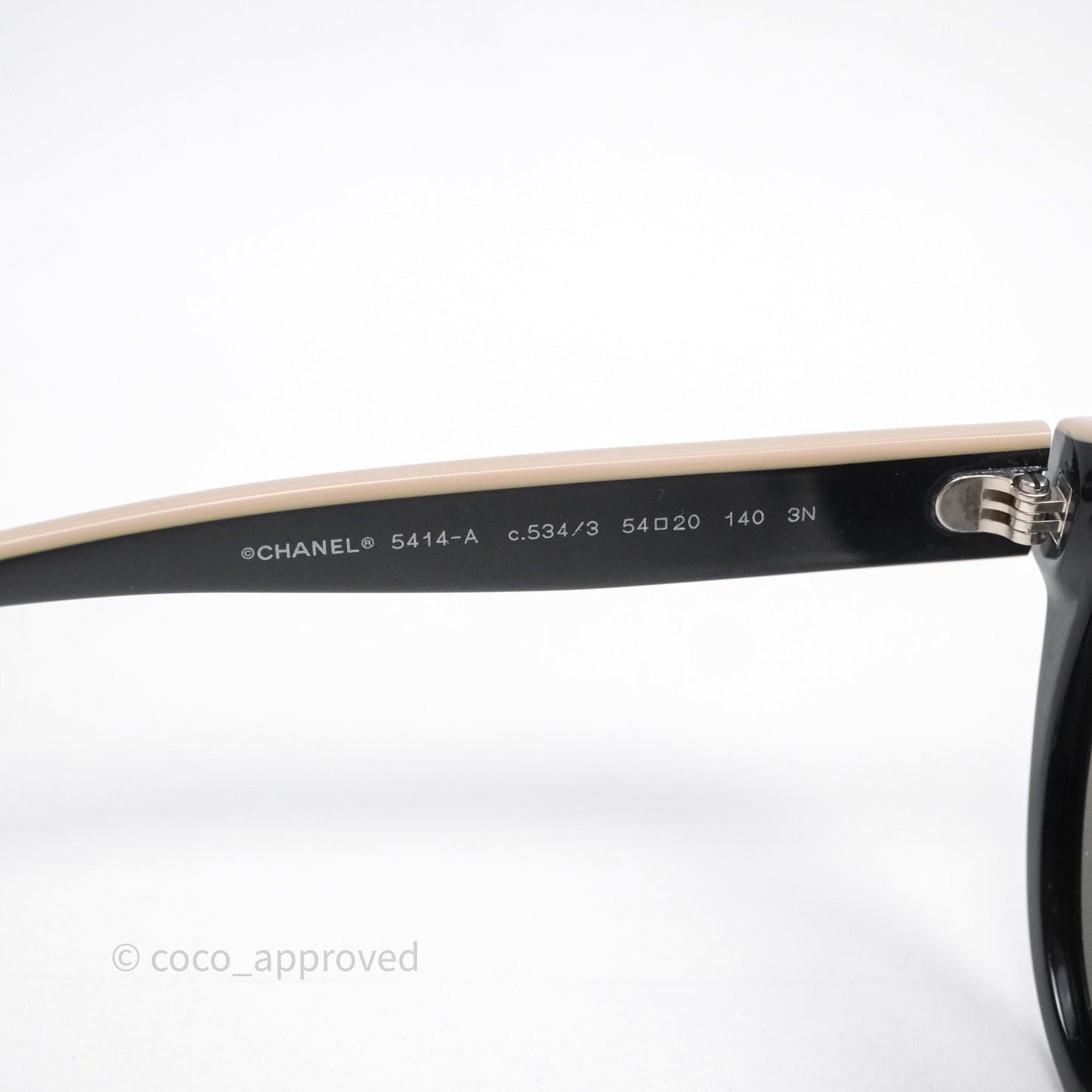 Chanel Logo Butterfly Sunglasses Black Beige Acetate