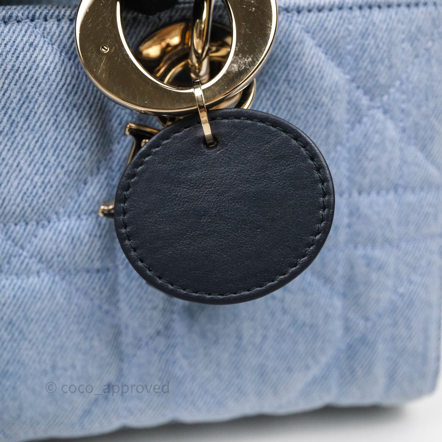 Christian Dior Medium Lady D-Joy Bag Denim Cannage Gold Hardware