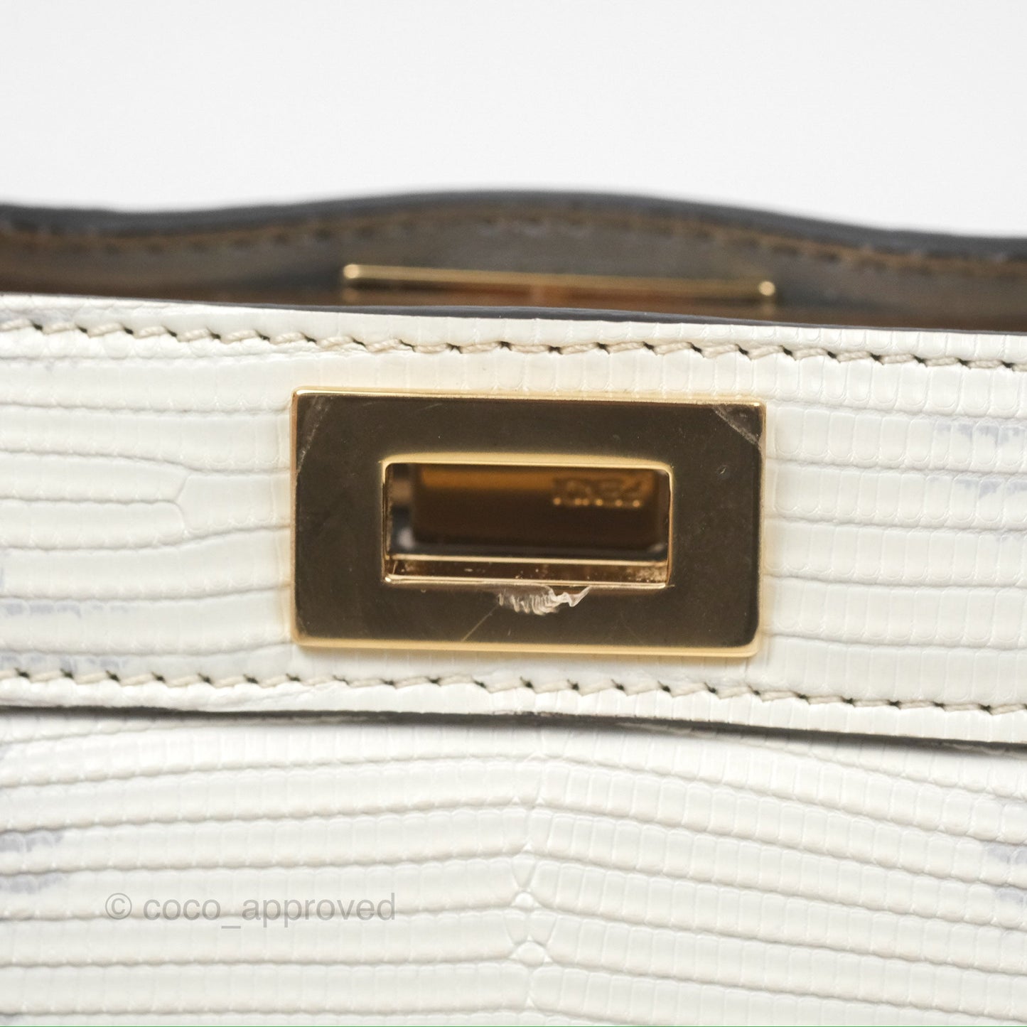 Fendi Peekaboo ISeeU Petite White lizard Leather Bag