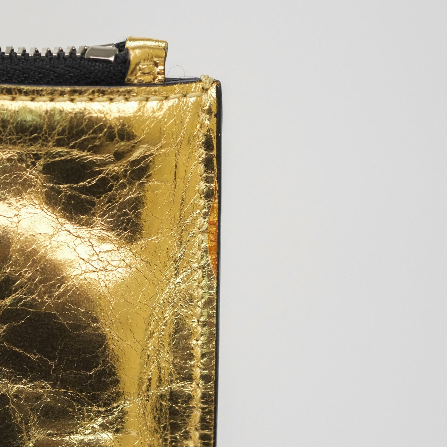 Chanel Large Feministe Maize Feminine Pouch Clutch Metallic Gold Crumpled Lambskin