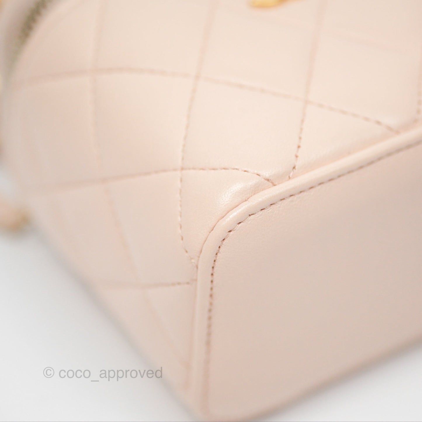 Chanel Classic Mini Pearl Crush Vanity With Chain Light Pink Lambskin Aged Gold Hardware