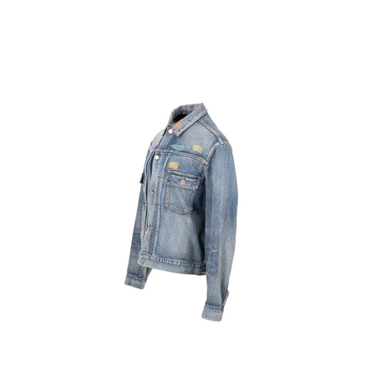 Luxury Dior HOMME Size 50 Boro Denim Jacket Cotton Blue