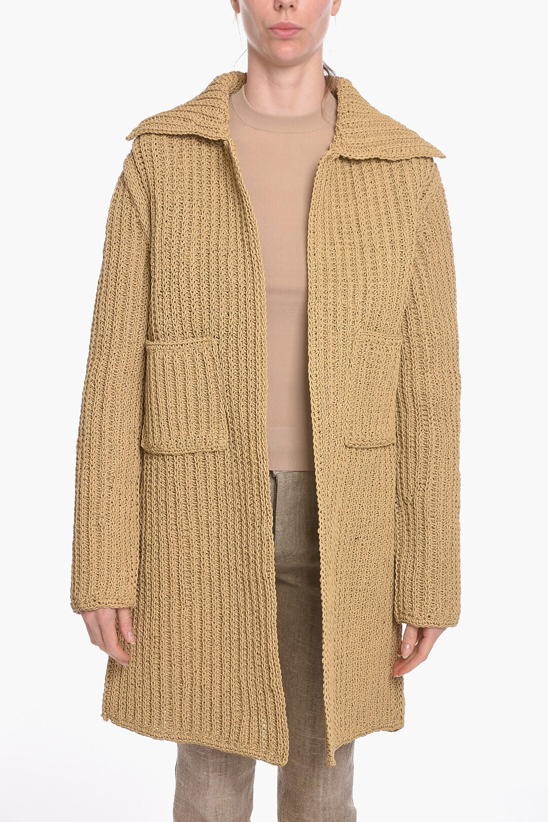 Luxury Bottega Veneta SALON 01 Hand-knitted Leather Coat