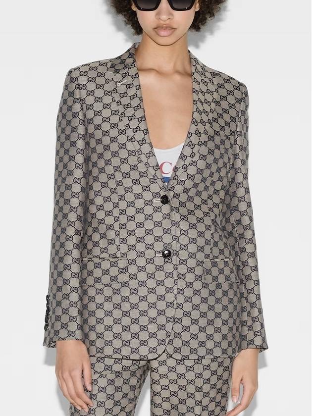 Luxury Gucci Trending 2025 GG Linen Blend Canvas Jacket Beige
