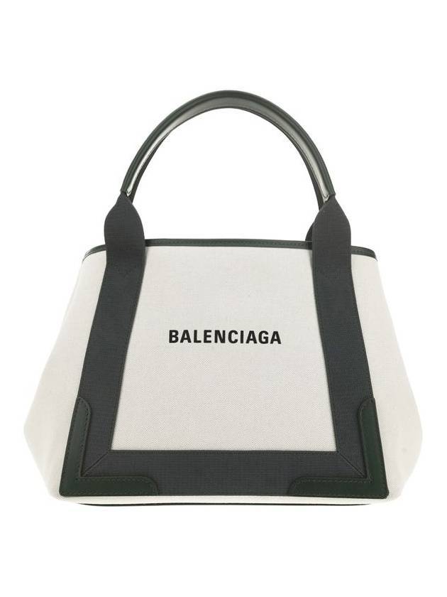 Luxury Balenciaga Cabas Logo Canvas Small Tote Bag Dark Khaki