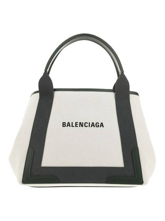 Luxury Balenciaga Cabas Logo Canvas Small Tote Bag Dark Khaki
