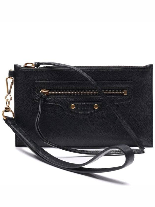 Luxury Balenciaga Neo Classic Grained Calfskin Clutch Bag Black