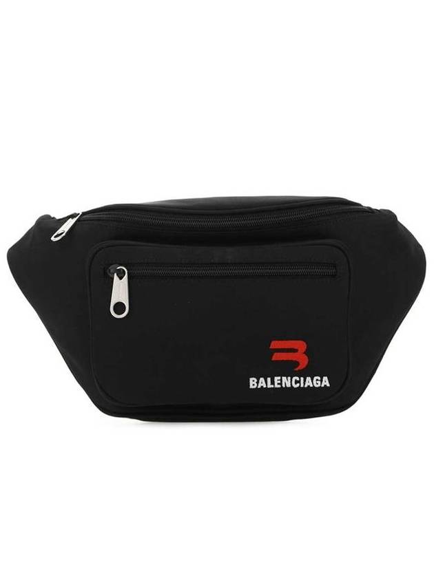 Luxury Balenciaga Explorer Logo Canvas Belt Bag Black