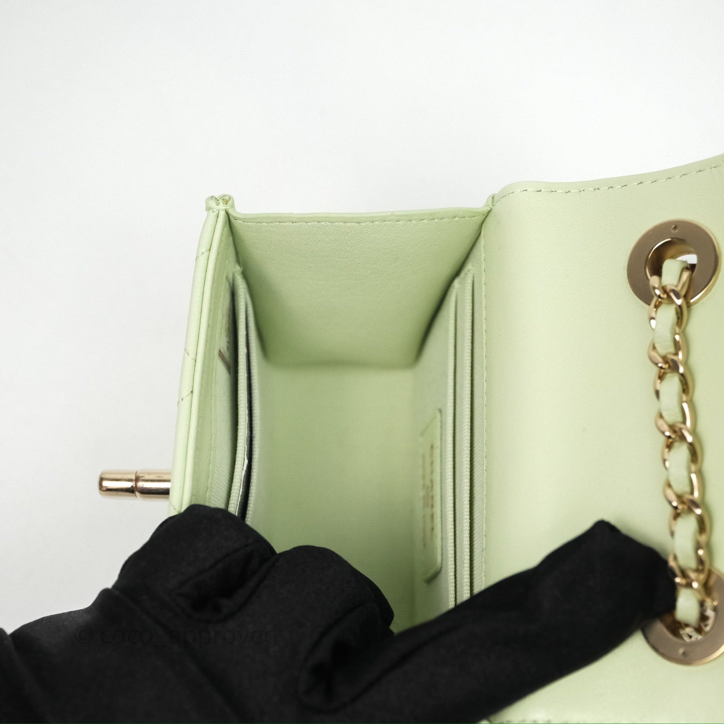 Chanel Mini Quilted Trendy CC Clutch With Chain Green Lambskin Gold Hardware