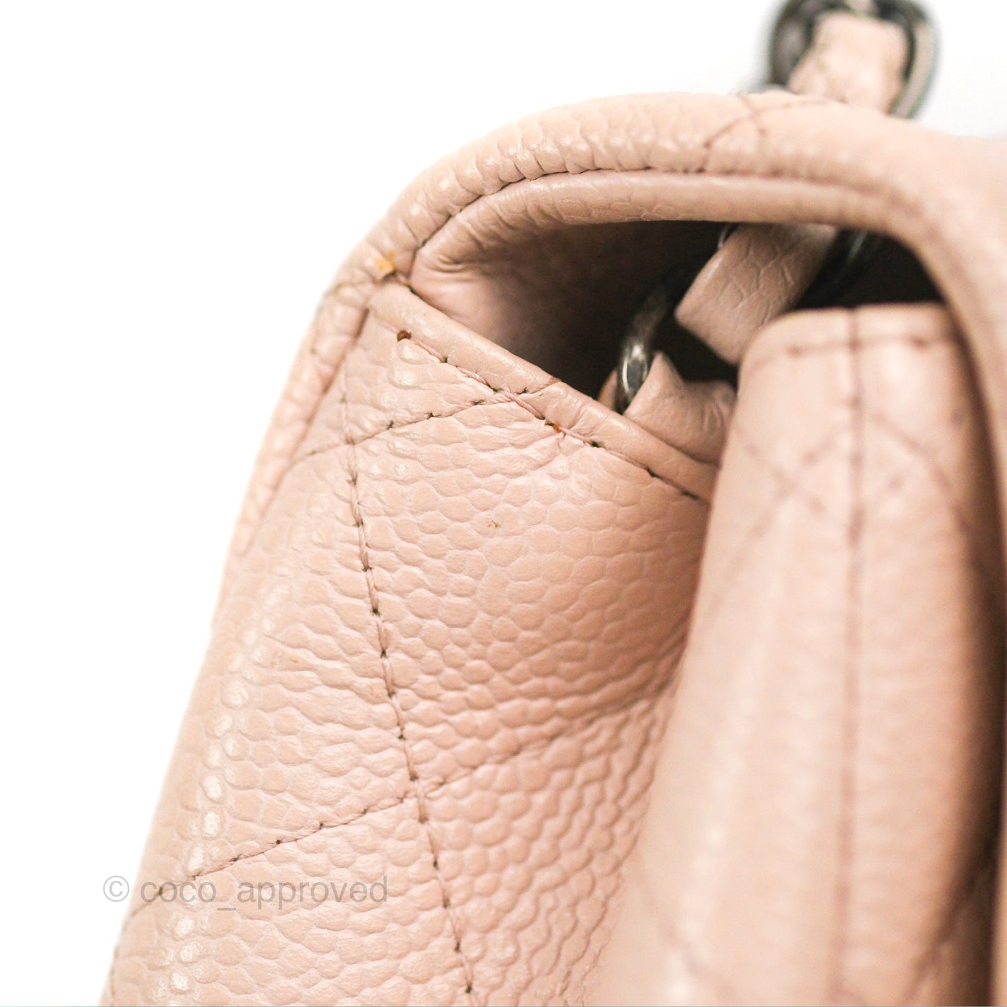 Chanel Quilted Mini Square Flap Pale Pink Caviar Ruthenium Hardware