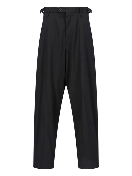 Luxury Balenciaga Waist Buckle Strap Straight Pants Black