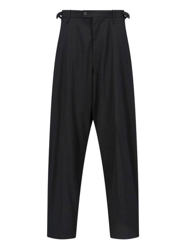 Luxury Balenciaga Waist Buckle Strap Straight Pants Black
