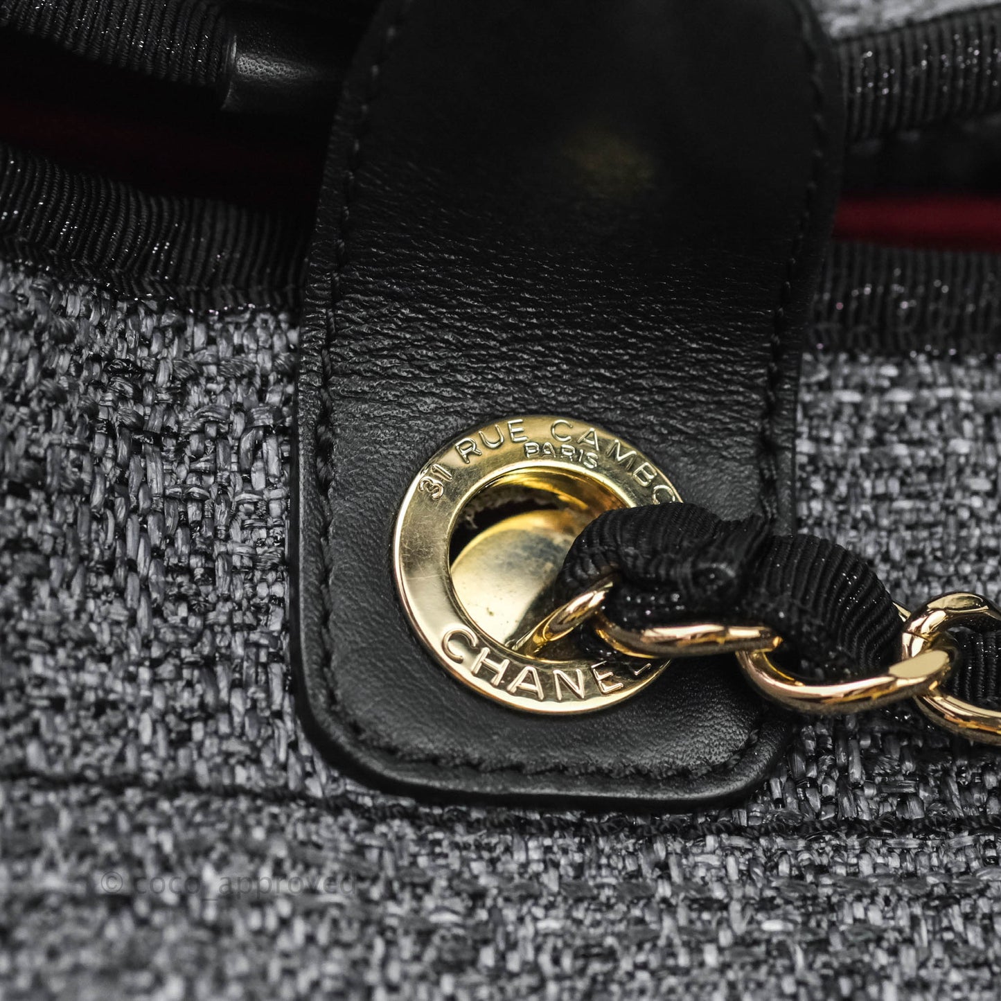 Chanel Large Deauville Charcoal Grey Canvas Gold Hardware