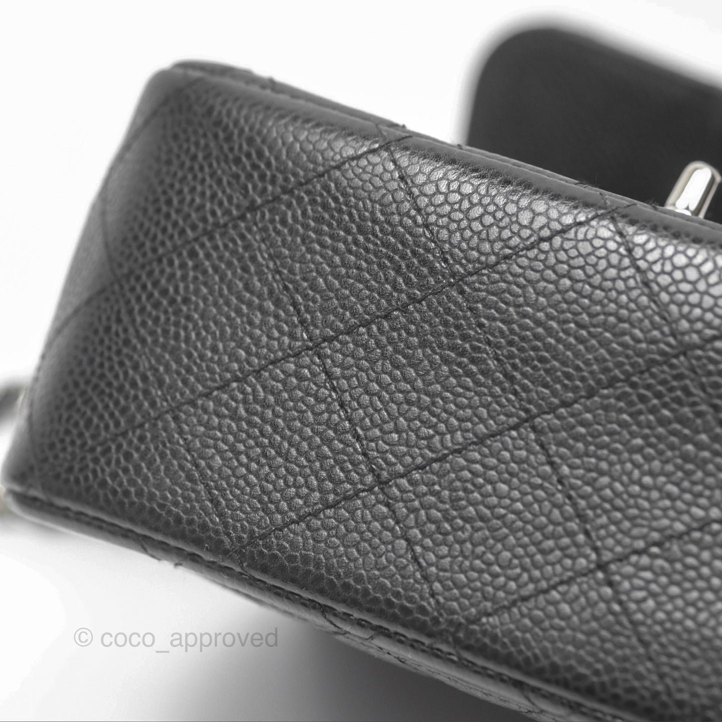 Chanel Mini Square Flap Quilted Black Caviar Silver Hardware