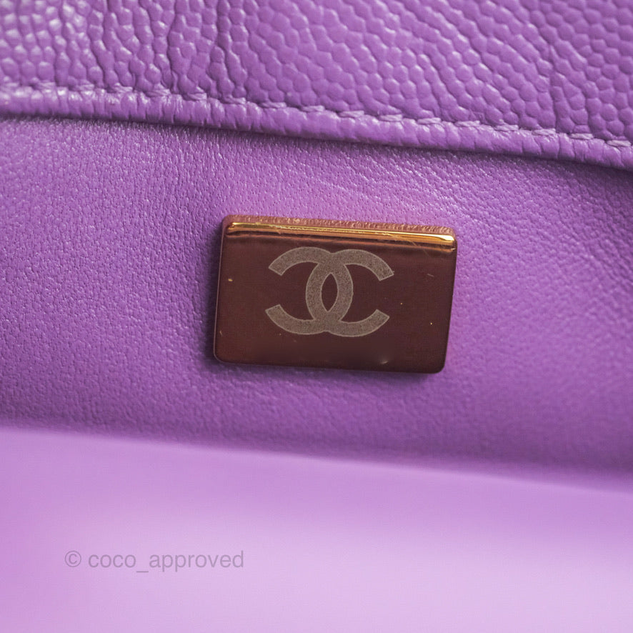 Chanel Mini Coco Handle Quilted Purple Caviar Gold Hardware