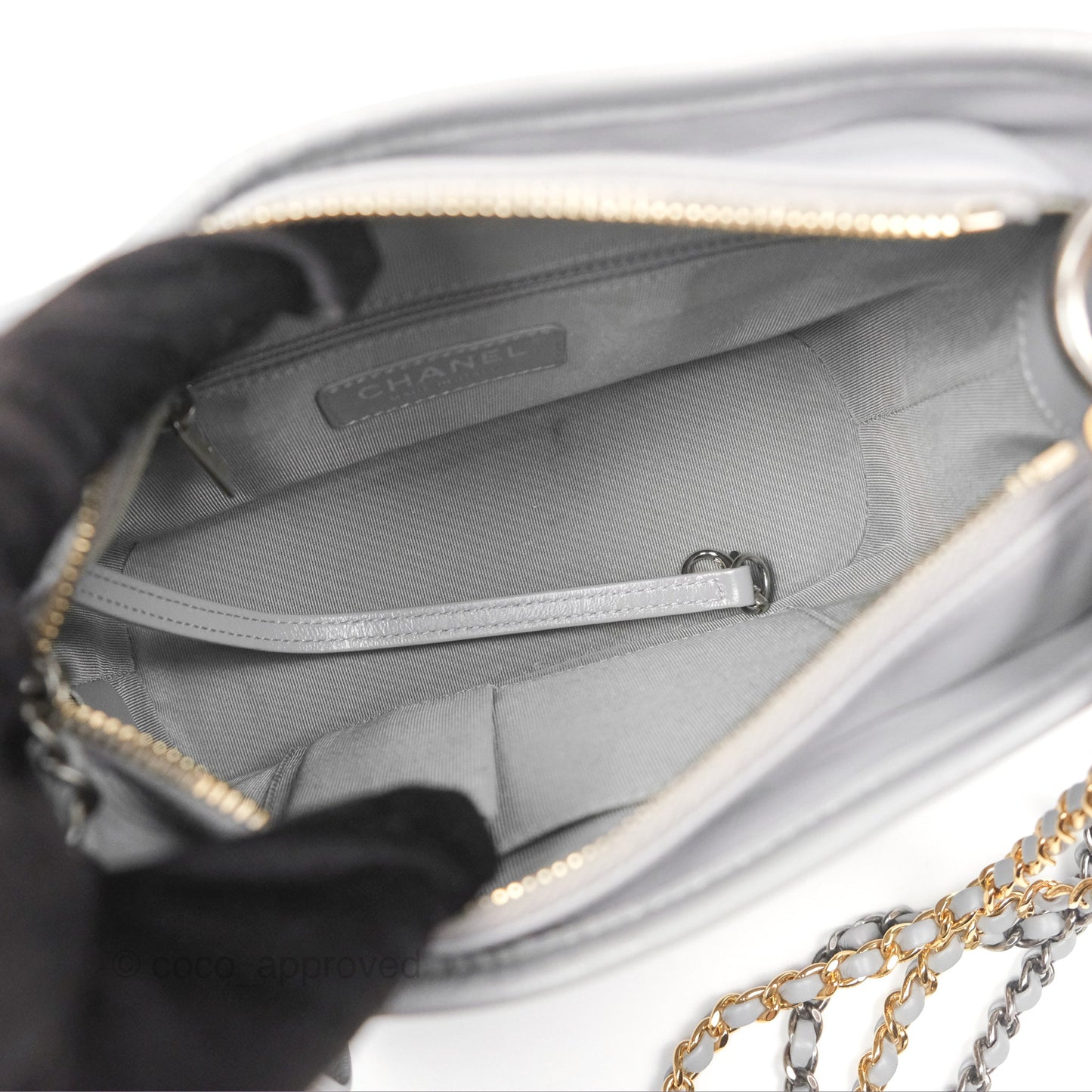 Chanel Small Gabrielle Hobo Quilted Grey Aged Calfskin