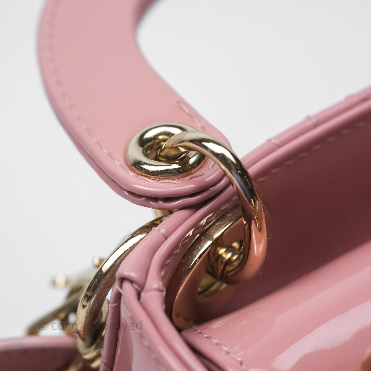 Christian Dior Micro Lady Dior Pink Patent Cannage Calfskin Gold Hardware
