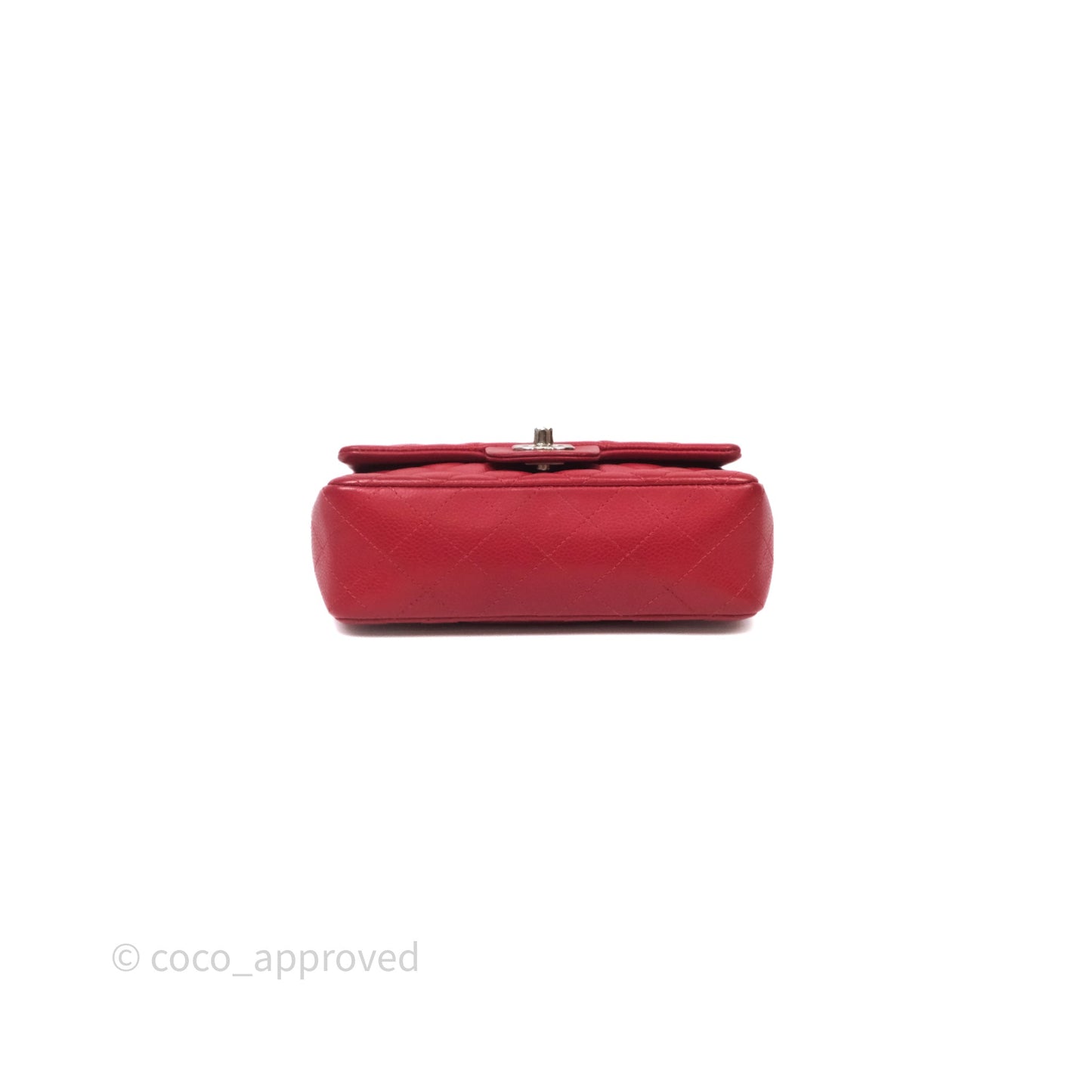 Chanel Quilted Mini Rectangular Flap Red Caviar Silver Hardware
