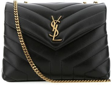 Luxury Saint Laurent Women's Loulou Logo Plaque Sholuder Bag in Nero/Nero | 494699DV7271000