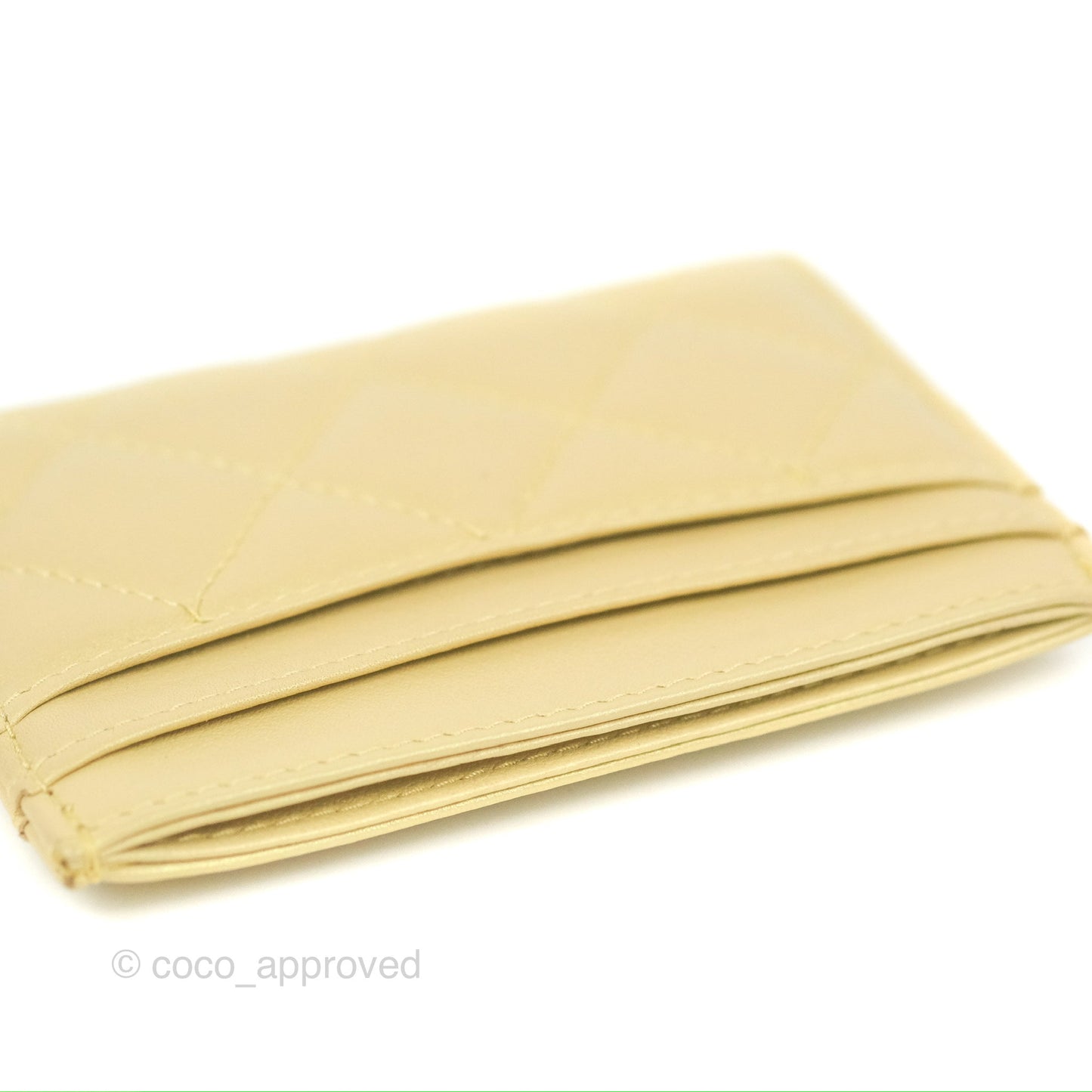 Chanel Classic Flat Card Holder Iridescent Yellow Lambskin Gold Hardware