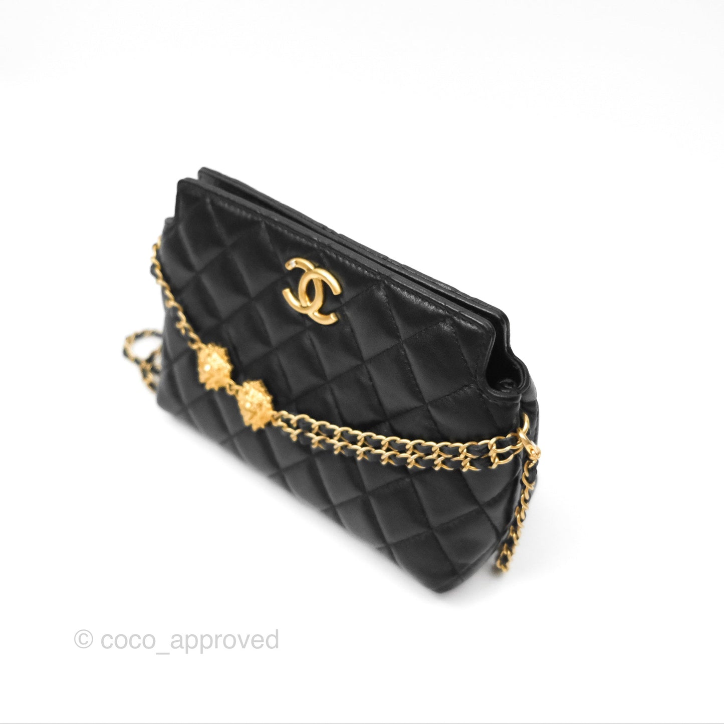 Chanel Clutch With Chain Black Lambskin Gold Hardware 23A