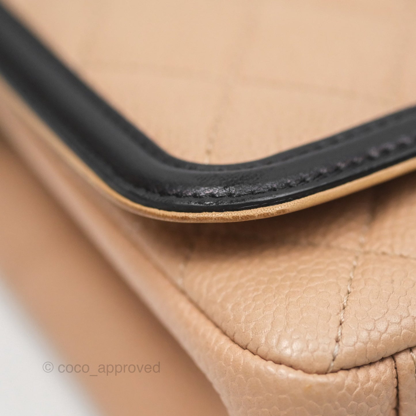 Chanel Small CC Filigree Flap Quilted Beige Black Caviar
