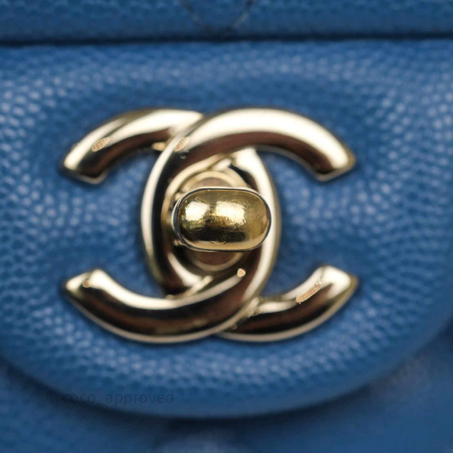 Chanel Small Classic Quilted Flap Blue Caviar Gold Hardware