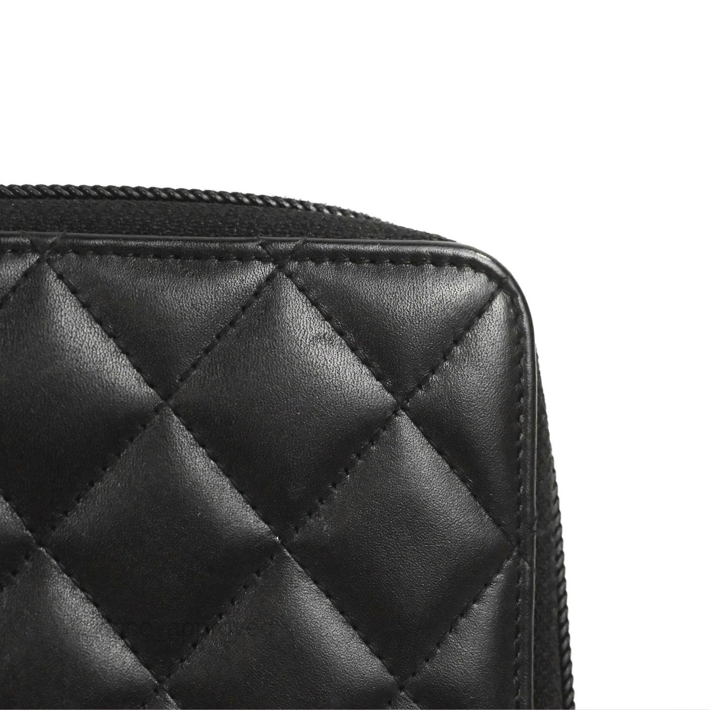 Chanel Quilted Cambon Yen Zip Long Wallet Black Calfskin Silver Hardware