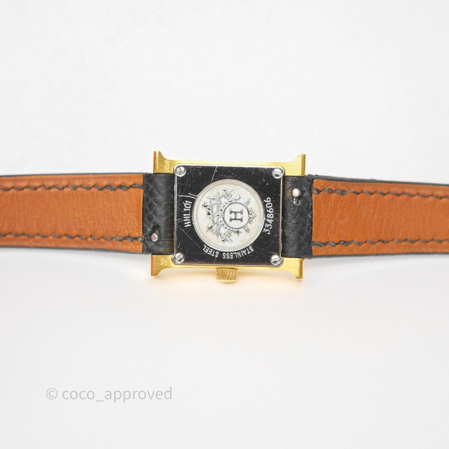 Hermès Heure H TPM Watch Black & Gold Epsom Gold Hardware