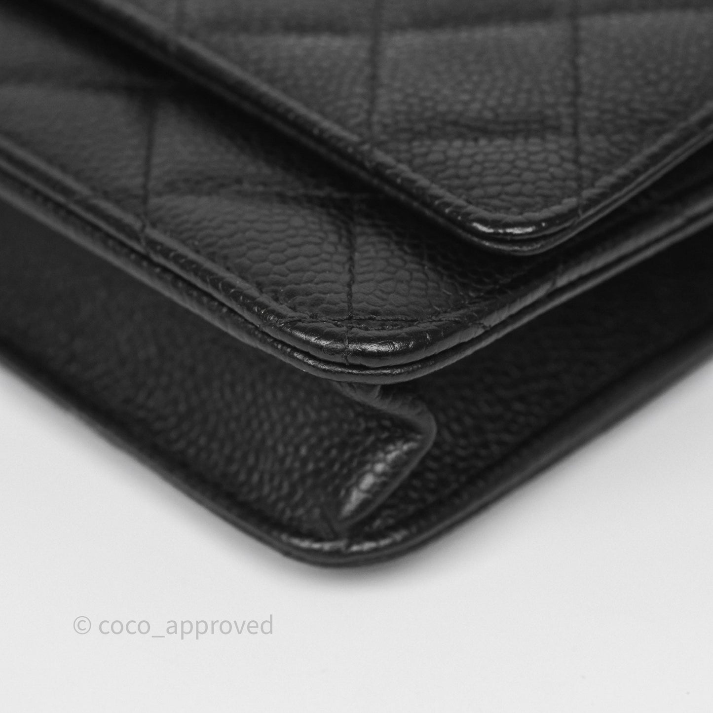 Chanel Classic Wallet On Chain WOC Quilted Black Caviar Silver Hardware
